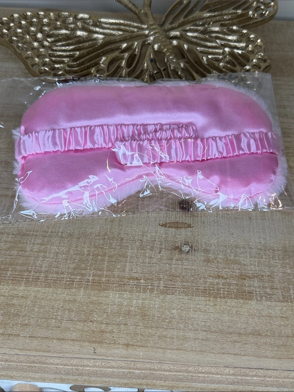 Pink Faux Fur Sleep Mask - Soft Eye Shade